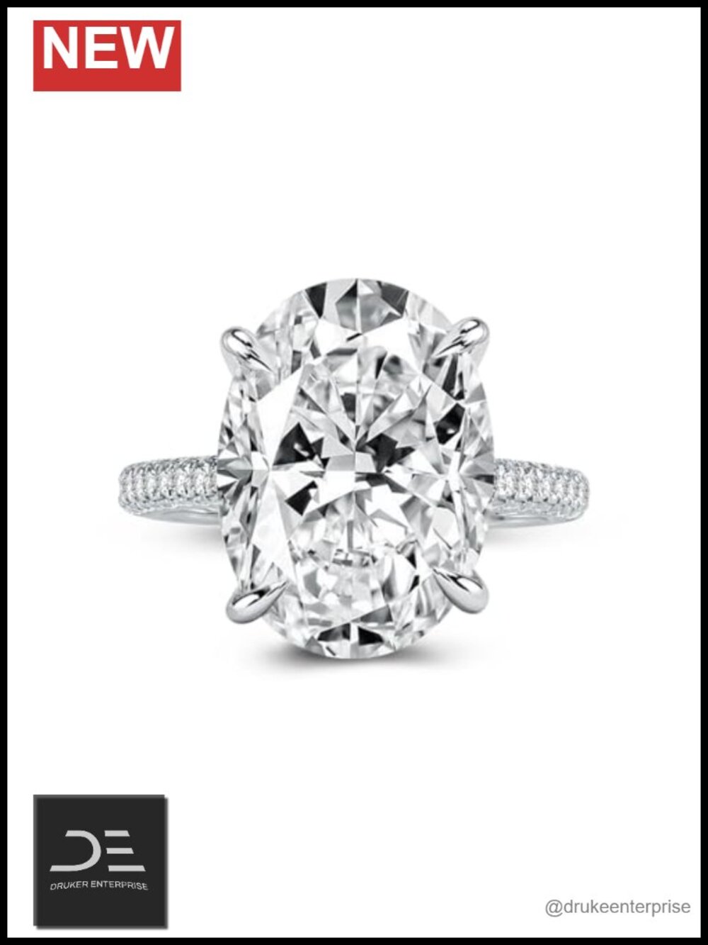 6.5ct Oval CZ Promise Ring 925 Sterling Silver Half Eternity 4 Prong